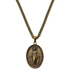 Lucleon Sanctus | Collier En Acier Doré Vintage Avec Médaille Miraculeuse