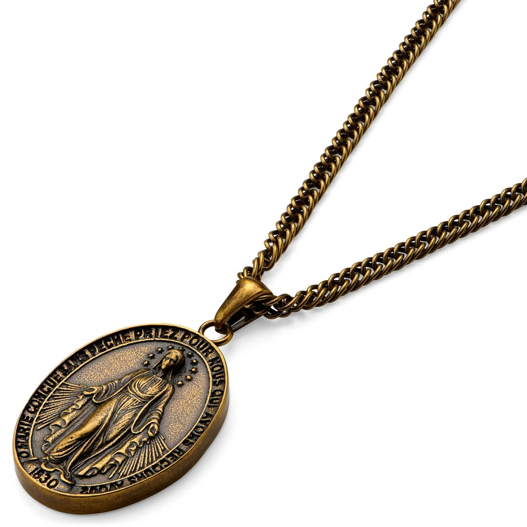 Lucleon Sanctus | Collier En Acier Doré Vintage Avec Médaille Miraculeuse 6 Lucleon Sanctus | Collier En Acier Doré Vintage Avec Médaille Miraculeuse – Image 4