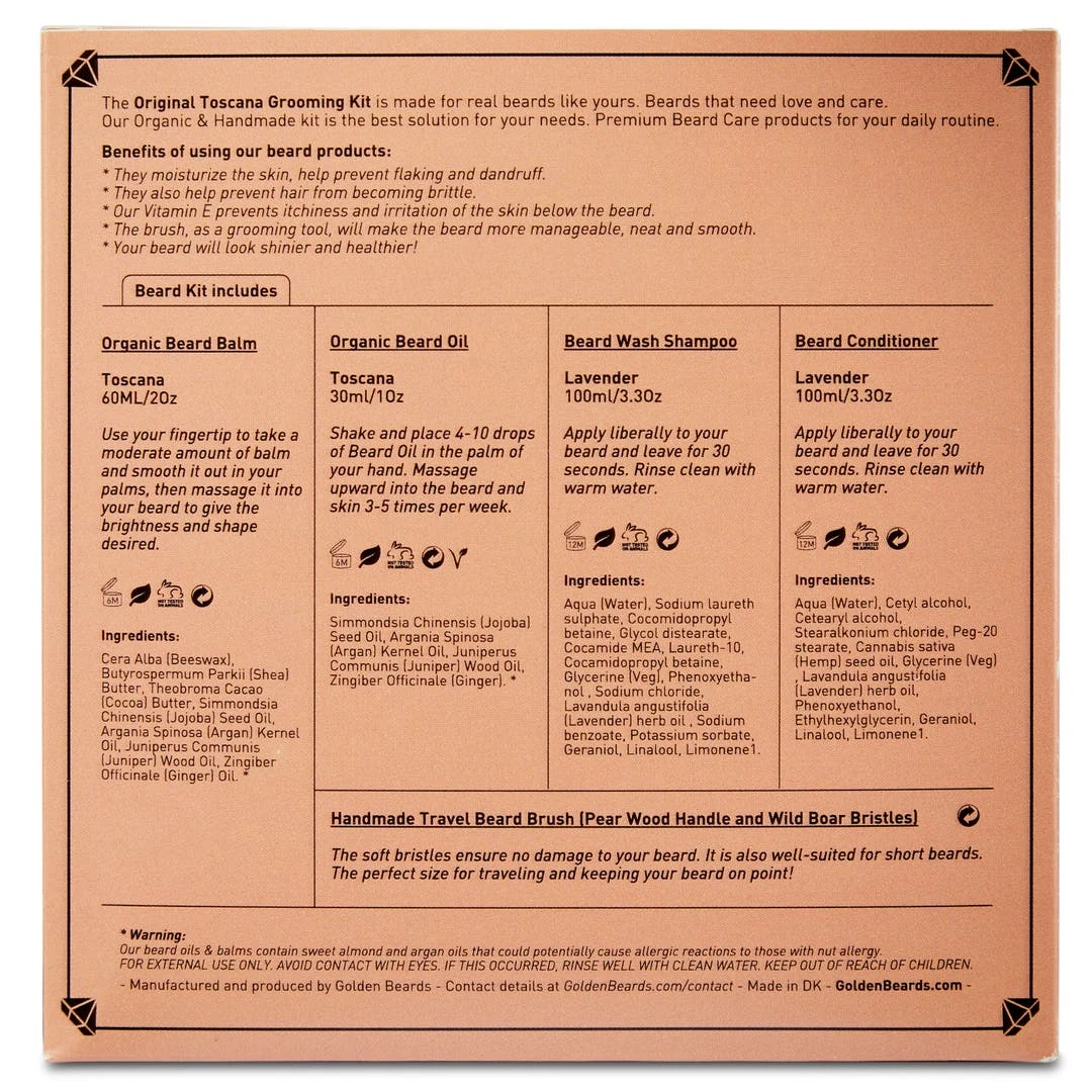 Golden Beards Kit Débutant Pour Entretien Et Soin De La Barbe Toscana 6 Golden Beards Kit Débutant Pour Entretien Et Soin De La Barbe Toscana – Image 4