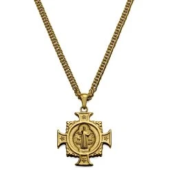 Lucleon Sanctus | Collier Doré à Pendentif Croix De Saint-Benoît
