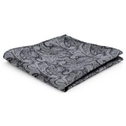 Tailor Toki Pochette De Costume En Polyester Gris Argenté Motif Paisley