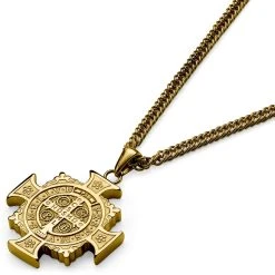 Lucleon Sanctus | Collier Doré à Pendentif Croix De Saint-Benoît -Arkai Atlas Shop 11 31364a5a6e2476a3690680a9dfa52a87f