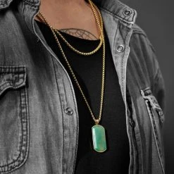 Arkai Set De 2 Colliers Superposés : Chaîne Dorée Rico Et Collier à Pendentif Jade Taïwanais Orisun -Arkai Atlas Shop 12 2 24648bm