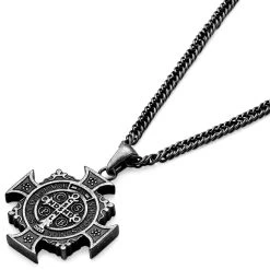 Lucleon Sanctus | Collier Argenté Vintage à Pendentif Croix De Saint-Benoît -Arkai Atlas Shop 12 31cca83da8d4c75f736a265abce2831c6