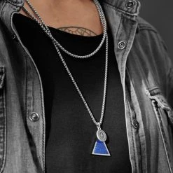 Arkai Set De 2 Colliers Superposés : Chaîne Argentée Rico Et Collier à Pendentif Lapis Lazuli Orisun -Arkai Atlas Shop 13 3 24647bm