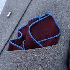 Bohemian Revolt Pochette De Costume Bordeaux à Fins Carreaux -Arkai Atlas Shop 13013 pocketsquare