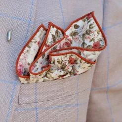 Bohemian Revolt Pochette De Costume Crème à Imprimé Floral -Arkai Atlas Shop 13037 pocketsquare