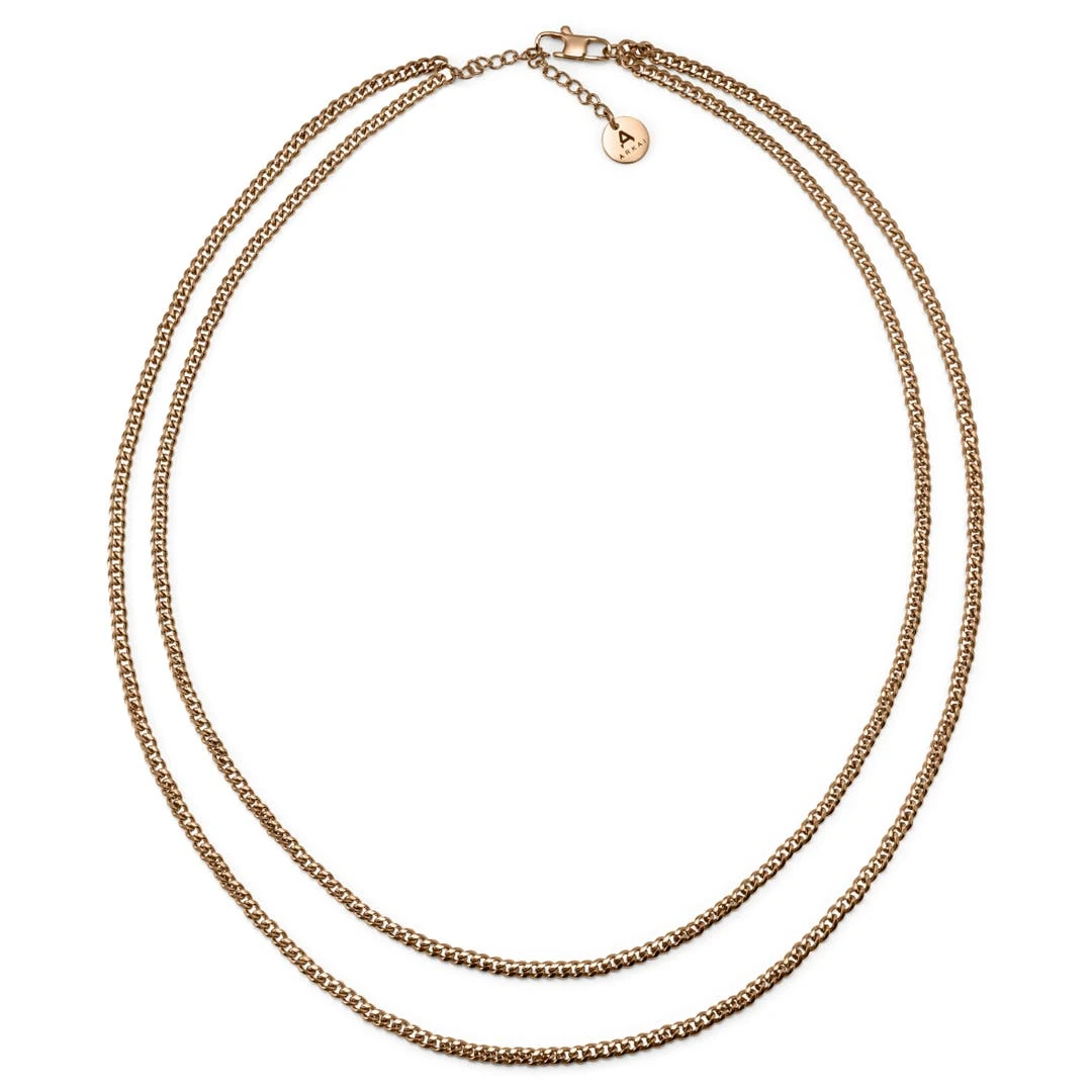 Arkai Collier Rico à Double Chaîne Couleur Or Rose 6 Arkai Collier Rico à Double Chaîne Couleur Or Rose – Image 4