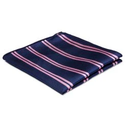 Trendhim Pochette De Costume En Soie Bleu Marine à Rayures Roses