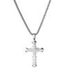 Fort Tempus Collier à Croix Chrétienne En Acier Stratifié Et Pierres.