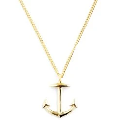 Lucleon Collier Doré à Pendentif Ancre Marine