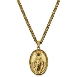Lucleon Sanctus | Collier En Acier Doré Avec Médaille Miraculeuse