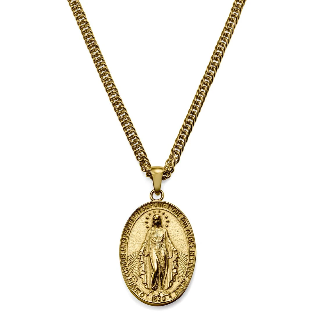 Lucleon Sanctus | Collier En Acier Doré Avec Médaille Miraculeuse 3 Lucleon Sanctus | Collier En Acier Doré Avec Médaille Miraculeuse