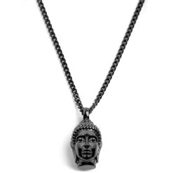 Lucleon Collier "Le Bouddha" En Acier Noir