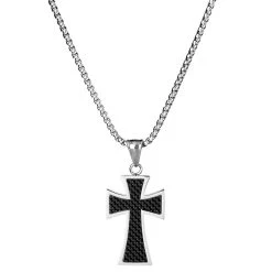 Fort Tempus Collier à Croix Byzantine En Acier Noir