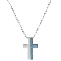 Fort Tempus Collier à Pendentif En Croix Bicolore Réversible