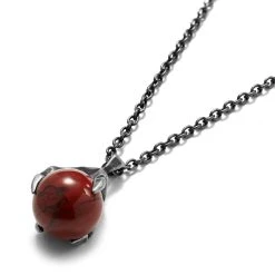 Moody Mason Collier Jax En Acier Gris Foncé Avec Serre De Dragon Et Pierre De Jaspe Rouge -Arkai Atlas Shop 21467 2