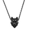 Moody Mason Collier Jax En Acier Gris à Pendentif Tête De Loup