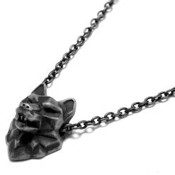 Moody Mason Collier Jax En Acier Gris à Pendentif Tête De Loup -Arkai Atlas Shop 21470 2