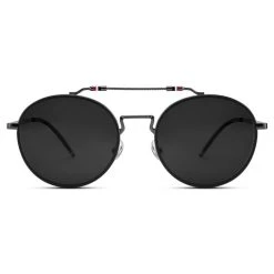 Lucleon Occasus | Lunettes De Soleil Noires à Verres Ronds Polarisés Et Double Pont