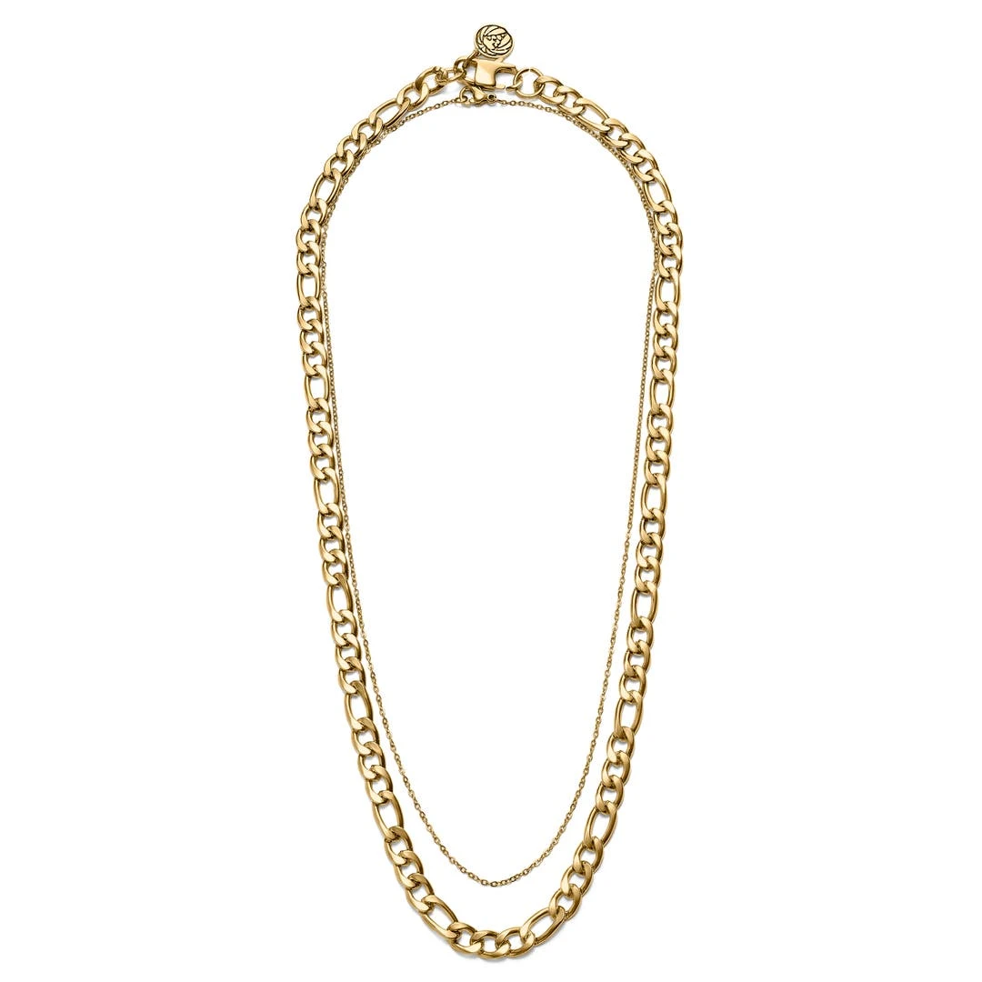 Trendhim Set De 2 Colliers Assortis : Chaîne Figaro Dorée Et Chaîne Légère à Maillons Ovales 3 Trendhim Set De 2 Colliers Assortis : Chaîne Figaro Dorée Et Chaîne Légère à Maillons Ovales