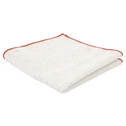 Bohemian Revolt Pochette De Costume En Lin Blanc à Bords Rouge