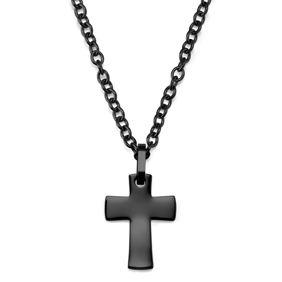 Lucleon Collier à Pendentif Croix Et Bords Incurvés En Acier Inoxydable Gris Gunmetal 3 Lucleon Collier à Pendentif Croix Et Bords Incurvés En Acier Inoxydable Gris Gunmetal