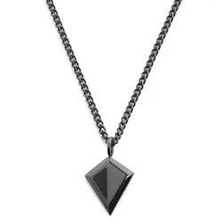 Lucleon Collier En Acier Noir à Pendentif En Forme De Diamant