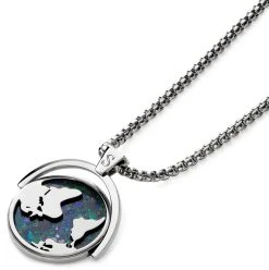 Arkai Atlas | Collier En Acier Inoxydable Argenté à Pendentif Rotatif Mappemonde En Azurite Et Malachite 13 Arkai Atlas | Collier En Acier Inoxydable Argenté à Pendentif Rotatif Mappemonde En Azurite Et Malachite -Arkai Atlas Shop 3 3atlasnek