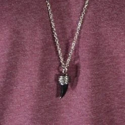 Fort Tempus Pendentif Croc Noir -Arkai Atlas Shop 30 black tooth stainless steel necklace cropped2