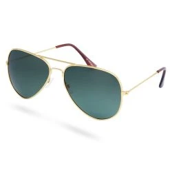 Paul Riley Lunettes Polarisantes Aviator Dorées à Verres Vert Foncé