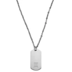 Lucleon Collier Zodiaque En Acier Argenté - Les Gémeaux