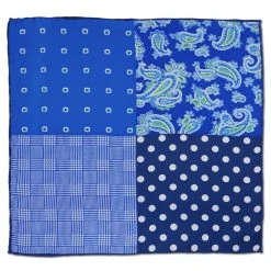 Tailor Toki Pochette De Costume Bleue à Patchwork Cachemire -Arkai Atlas Shop 38 3 14