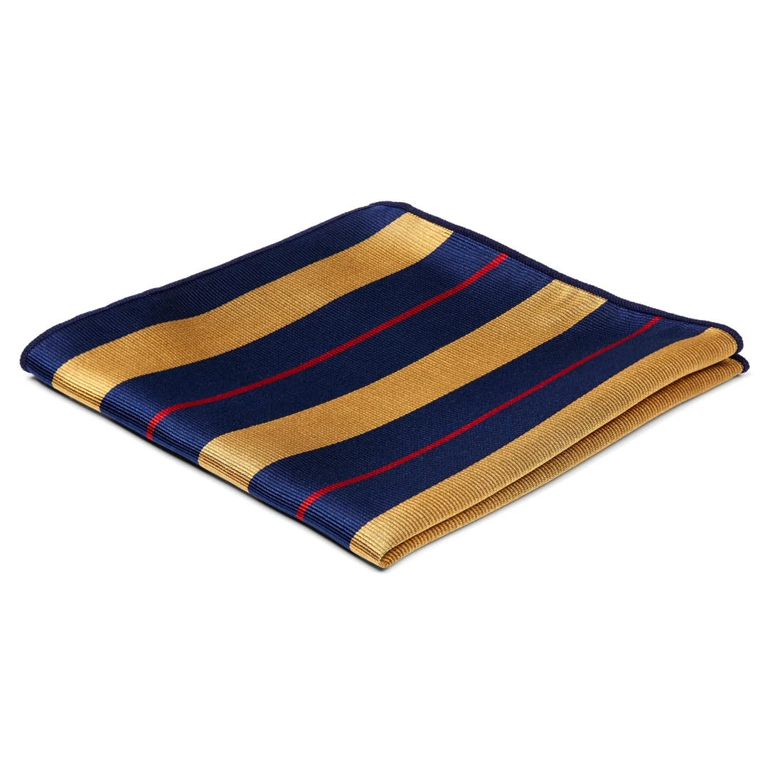 Trendhim Pochette De Costume En Soie à Rayures Bleu Marine, Or Et Rouge 3 Trendhim Pochette De Costume En Soie à Rayures Bleu Marine, Or Et Rouge