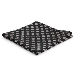 Tailor Toki Pochette De Costume En Soie Noire à Motif Géométrique