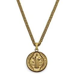 Lucleon Sanctus | Collier Doré Avec Médaille De Saint-Benoît