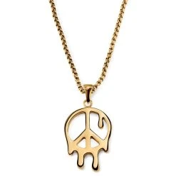 Otsu Fahrenheit | Collier à Pendentif En Métal Doré Peace & Love