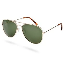 Waykins Lunettes De Soleil Warren Aviator à Monture Dorée
