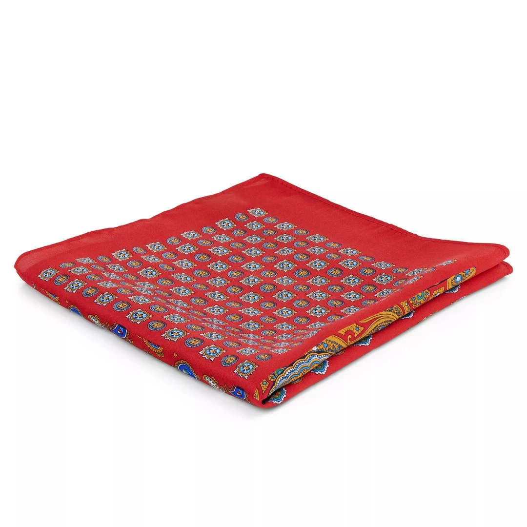 Tailor Toki Pochette De Costume Rouge à Patchwork Cachemire 3 Tailor Toki Pochette De Costume Rouge à Patchwork Cachemire