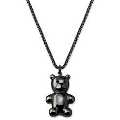 Otsu Egan | Collier à Maille Vénitienne Avec Pendentif Ours En Peluche En Acier Inoxydable Gris Anthracite