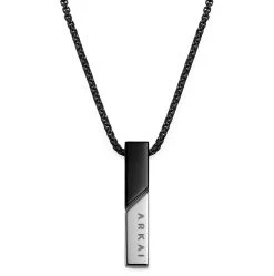 Arkai Collier Rico à Pendentif Noir Et Argenté