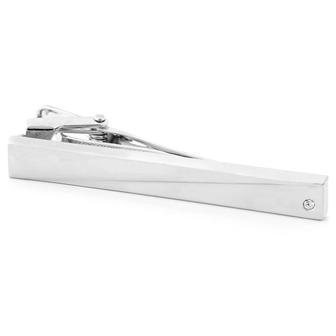 Warren Asher Pince à Cravate Argentée Avec Pierre Solitaire 4 Warren Asher Pince à Cravate Argentée Avec Pierre Solitaire – Image 2