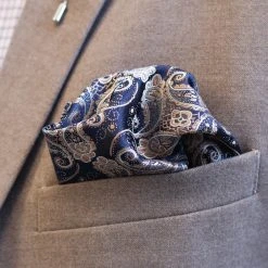 Tailor Toki Pochette De Costume Bleue à Motif Cachemire -Arkai Atlas Shop 7418