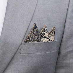 Tailor Toki Pochette De Costume Bleue à Motif Cachemire -Arkai Atlas Shop 7418 pocket square