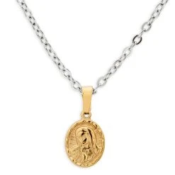 Fort Tempus Collier Et Pendentif Coeur Immaculé De Marie Doré