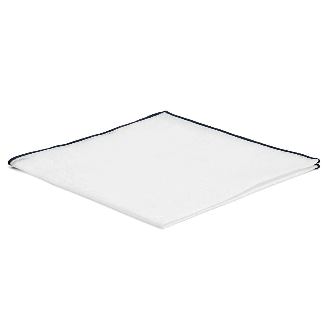 Trendhim Pochette De Costume Blanche à Bords Bleu Foncé 3 Trendhim Pochette De Costume Blanche à Bords Bleu Foncé