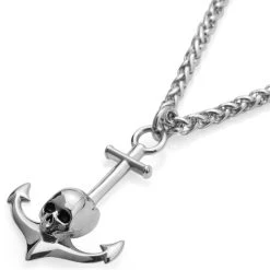 Lucleon Collier Tadd En Acier Avec Ancre Et Tête De Mort -Arkai Atlas Shop 8 3sidro