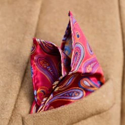 Tailor Toki Carré De Poche Soie Paisley Rouge -Arkai Atlas Shop 8218 pocket square