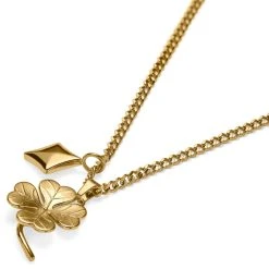Seizmont Ace | Collier à Double Pendentif Doré "L'as De Carreau" Et "Le Trèfle à 4 Feuilles" -Arkai Atlas Shop 9 2.519380194758aea901803c4bf25f5575