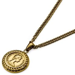 Lucleon Sanctus | Collier En Acier Doré à L'effigie D'Elizabeth II -Arkai Atlas Shop 9 2 c1cf5ea4b61141c3fe23e0bee912ab43